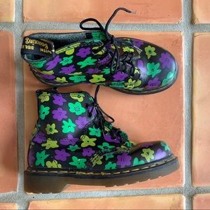 Vintage 90s Dr Martens Floral Leather Combat Boots
